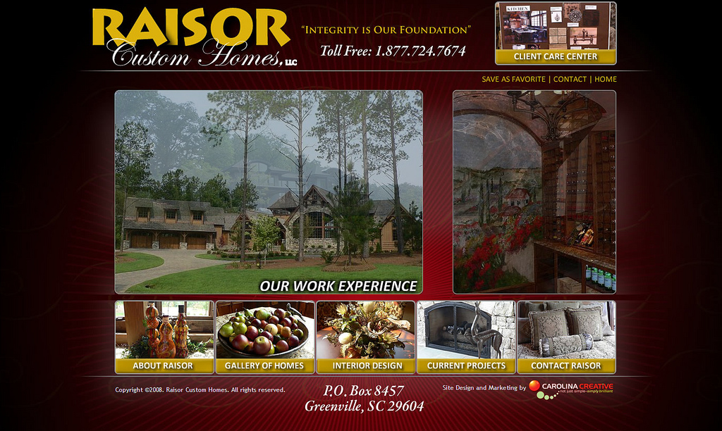 Raisor custom homes website by carolina creative