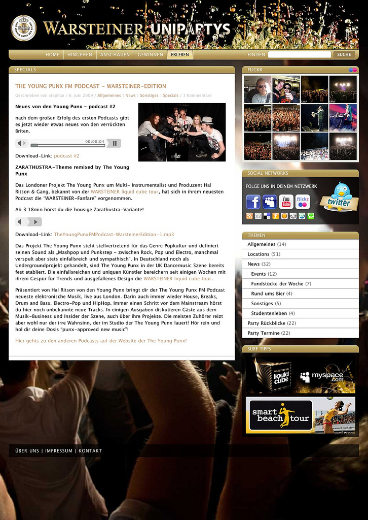 Feature with podcast player   warsteiner uniparty website