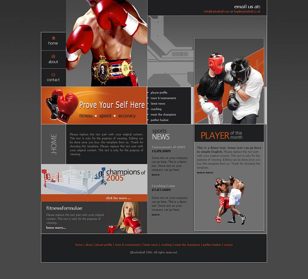 Web templates boxing sports portal