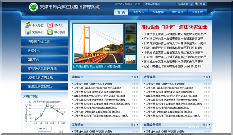 天津市污染源在线监控系统界面设计